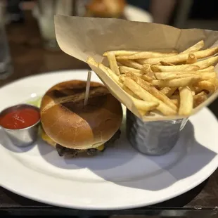 Classic burger, hillside