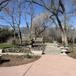 Garden path to the wedding reception area, concert gazebo, and food truck areas during concerts.