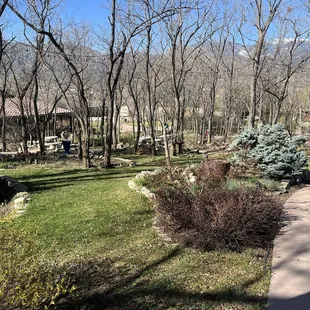 Garden path and walking trail heading down to second concert area and wedding reception area.
