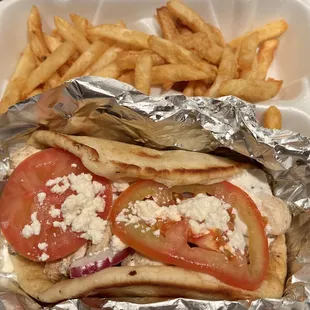 Chicken Souvlaki &amp; fries