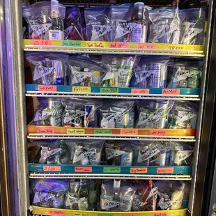 a display of various packaged items