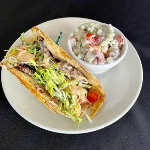 a sandwich and salad