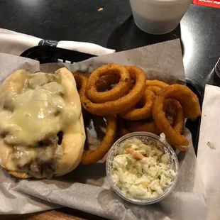 Cheese steak philly  and rings