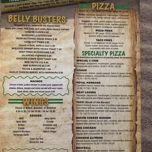 Front of menu