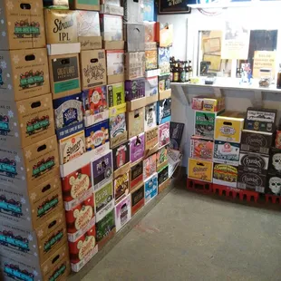 a large selection of beer in a store
