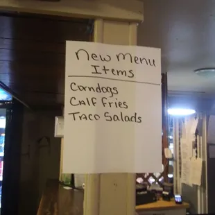 New items on the menu