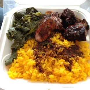 Jerk Chicken Lunch Special $5.99.  Very delicious, smoky and spicy flavored.