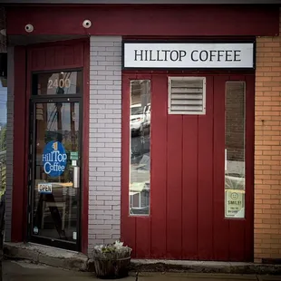 the front door of a coffee shop