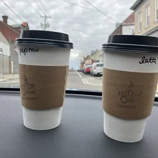 Latte and peppermint mocha