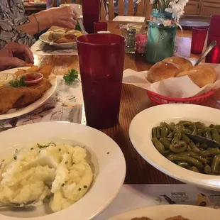 Look at all these sides! Served family style.