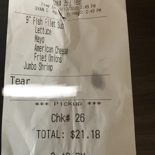 Total, not including tip.