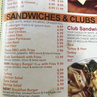 sandwiches, menu