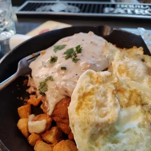 Chicken Fried steak skillet. Perfect for a weekend morning.