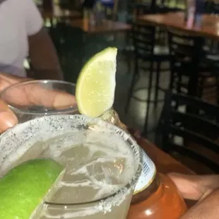 Hilltop Margarita Modelo  A shot of Tito&apos;s vodka