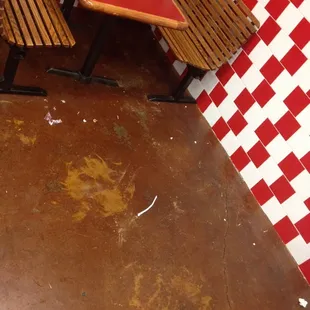 Floors and tables a mess. The girls here are lazy.