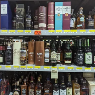 shelves of liquor in a store