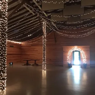 Looking at front entrance from the back of room