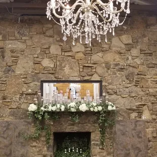 Chandelier, mirror, flowers and candles all provided and set up by Kevin Griffin.
