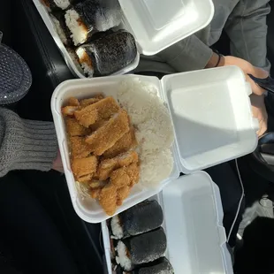 Spam Musubi and Chicken Katsu