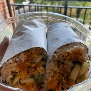vegan poke burrito with inari tofu