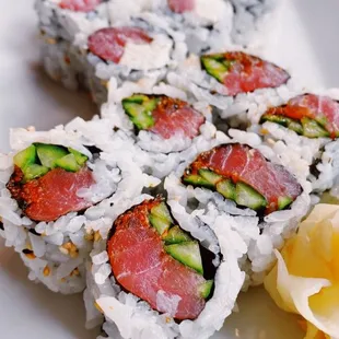 a plate of sushi