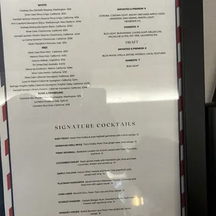 Menu American Grill - Hilton