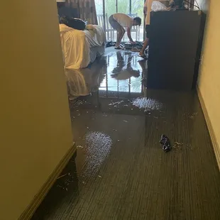 This is our flooded room and hallway