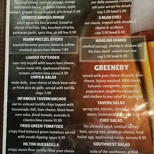 Pics of menu front to back