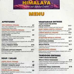 menu