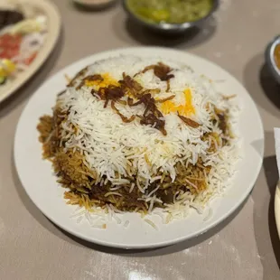 a plate of food with rice