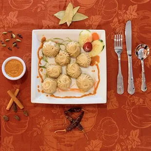Delicate dumplings filled with a vibrant mix of fresh, finely chopped vegetables and subtle spices.