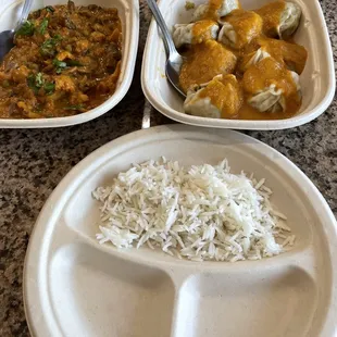Vegan Mushroom and Cauliflower Peas Curry &amp; Vegan Momo