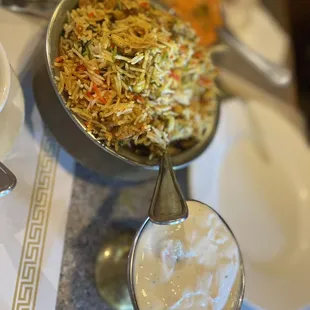 12. Chicken Biryani with side of yogurt