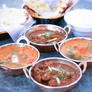 a variety of bowls of food