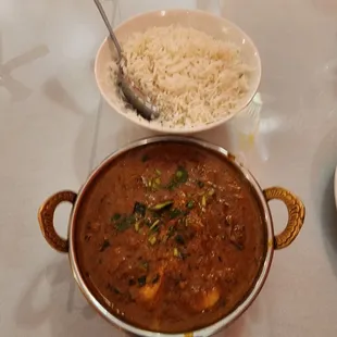 Shrimp curry with basmati rice