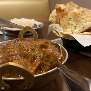 Goat curry and garlic cilantro naan