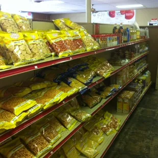 Great selection of snacks and spices.