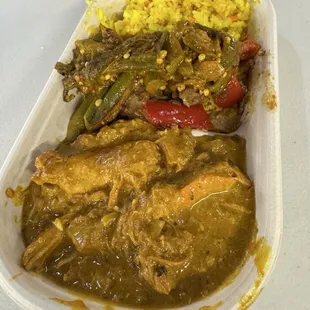 One choice butter chicken plate with veggies