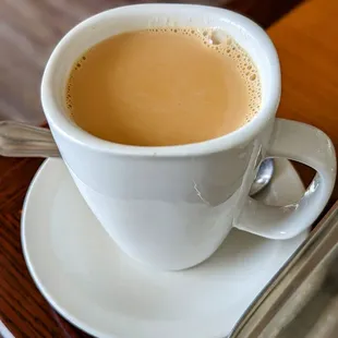 a cup of coffee on a saucer