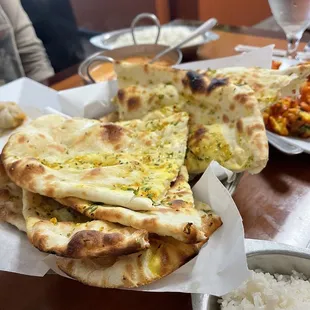 Garlic Naan and Plain Naan