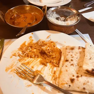 Butter Chicken and Garlic Cheese Naan