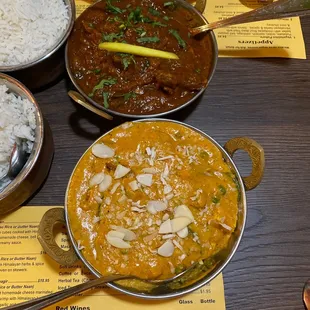 Navratan korma and goat curry