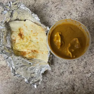 Garlic Naan and JholMoMo(Dumpling Curry Soup)
