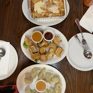 Tikka Masala Fries, Fried Chicken MoMo, Chicken Momo