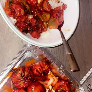 Chilli Momo (food on bottom image)