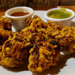 Pyaazi ($6.50), vegan by default. Tasty fried onion snacks.