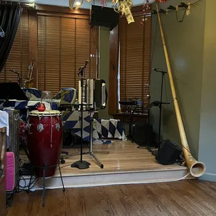 a music studio with musical equipment