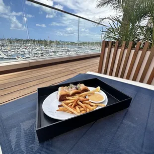 Crab and lobster sweet roll with a view