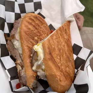 a sandwich in a basket