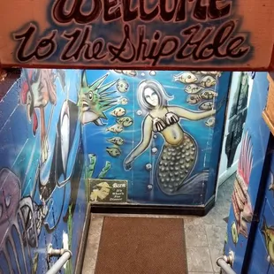 Welcome downstairs to the restrooms...
